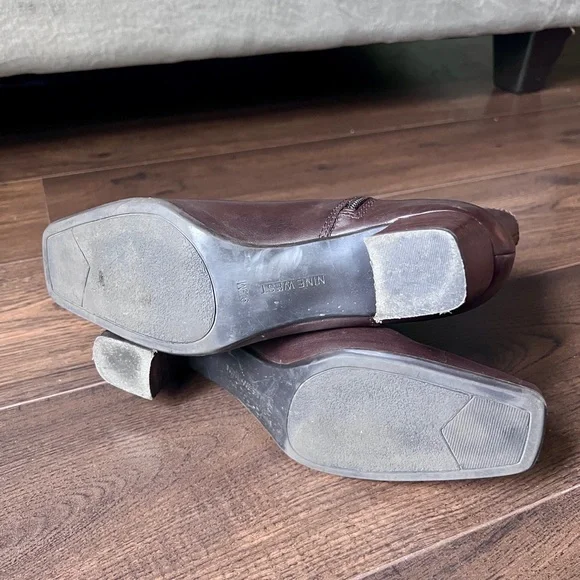 Nine West Dark Brown Leather Heeled Ankle Boots Size 9.5 - Picture 9 of 10